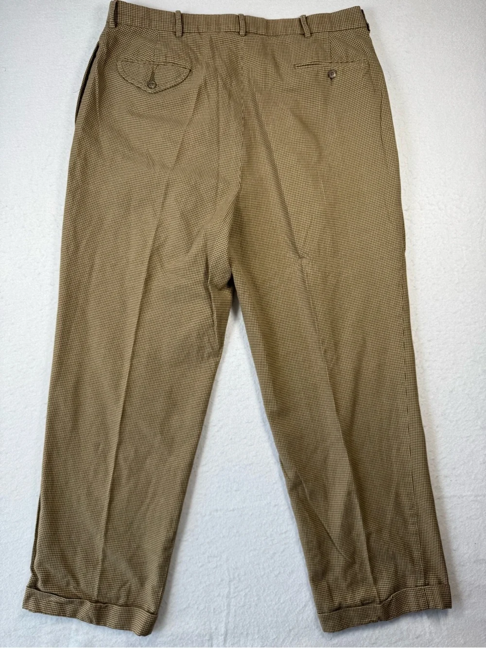 Polo Ralph Lauren Brown Houndstooth Pleated Cuffed‎ Dress Pants